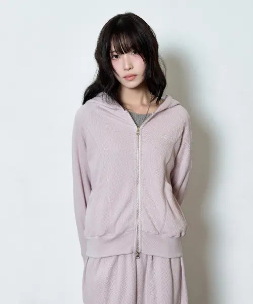 [ASON] Bunny Training Zip-Up Hoodie / Pink / BUNNY TRAINING HOOD ZIP-UP / PINK
