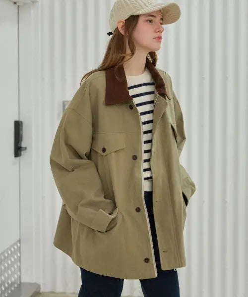 [SLOWLOLLI] Out pocket work jacket_3 Colors