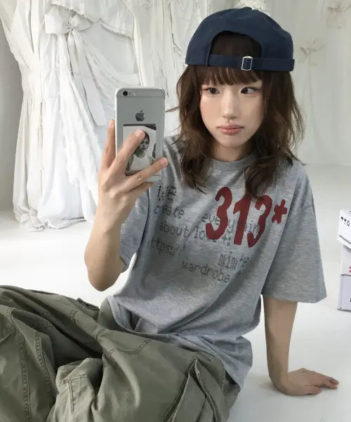 [MIMTHEWARDROBE] 313 Printing T-Shirt_Gray / 313 프린팅 티셔츠_그레이