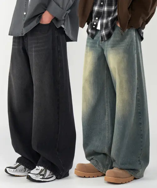 [UNTAPPED STUDIO] Signature washed denim jacket 2 colors / 빈티지 워시드 와이드 데님팬츠 3Color