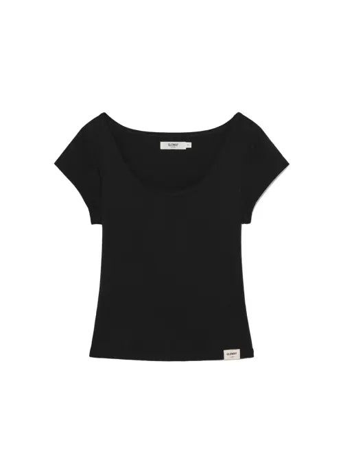 [GLOWNY] G DEEP SCOOP TEE (BLACK)