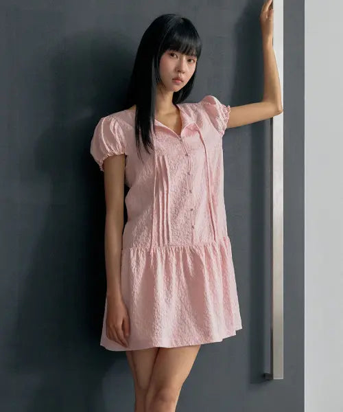 [GENERALIDEA] woman floral cap sleeve mini-dress [pink] / 플로럴 캡 슬리브 미니 원피스 [PINK] / GF2LOP522