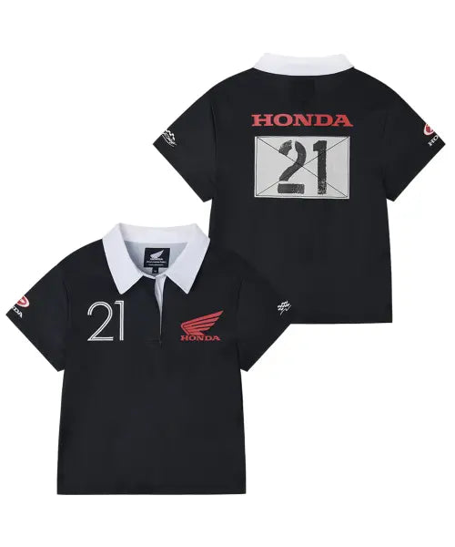 [PHYPS MOTORCYCLE] Womens Moto Patch Polo Shirt Black