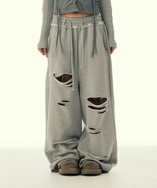 [GILAARCHIVE] STITCHED BOLD LOGO SWEAT PANTS_GREY