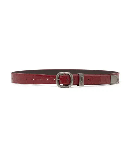[NOT4NERD] Split 4 Symbol Oval Buckle Belt - Red