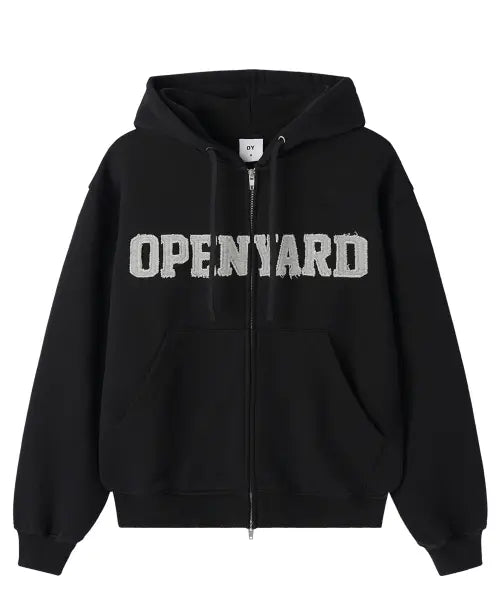 [OPENYARD(OY)] RAW PATCH HOODIE ZIP UP - BLACK