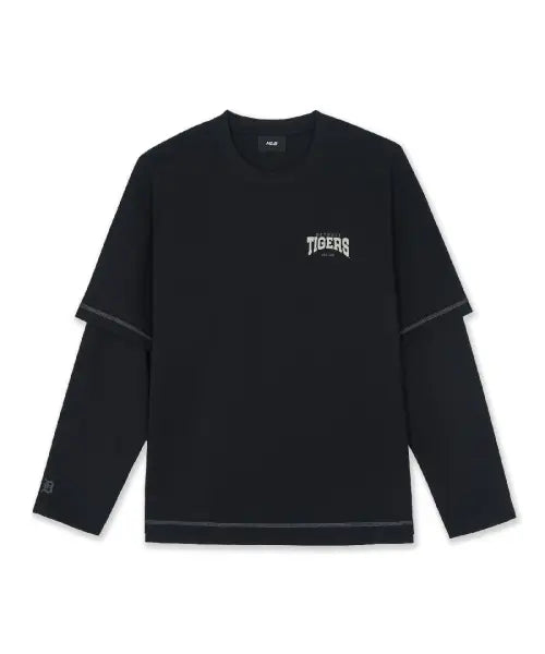 [MLB] Basic Street Heavy Weight Layered Long Sleeve T-Shirts / 베이직 스트릿 헤비웨이트 레이어드 긴팔 티셔츠 DET (Black)