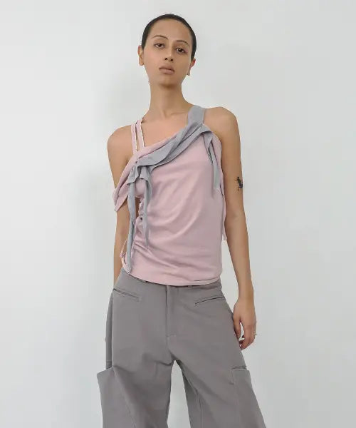 [NACHE] RAWCUT HALTER SLEEVELESS DUSTY PINK