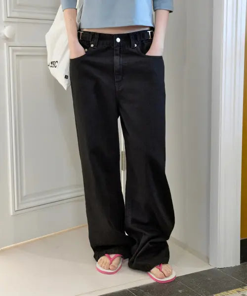 [LOW CLASSIC] AIRY OVERSIZED JEANS_BLACK [LC262PT23BK]