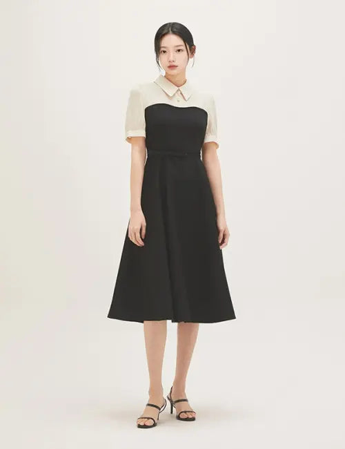 [ROEM] Woven Matching Long Dress RMOWG25RT1 / 우븐매칭 롱 원피스 RMOWG25RT1