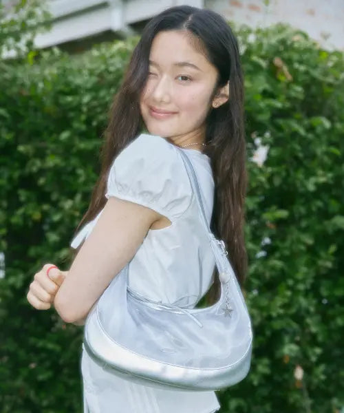 [OTZ] Organza Ribbon Shoulder Bag Silver OZBGGA301S / 오간자 리본 숄더백 실버 OZBGGA301S