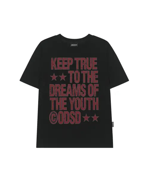 [ODDSTUDIO] Keep True Typographic Regular Fit T-shirt - BLACK / 킵 트루 타이포 그래픽 레귤러핏 티셔츠 - BLACK