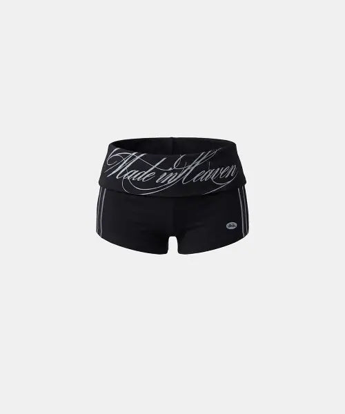 [BADBLOOD] 90s Vintage Club Foldover Jersey Boy Shorts - Black / 90s 빈티지 클럽 폴드오버 져지 보이쇼츠 - 블랙
