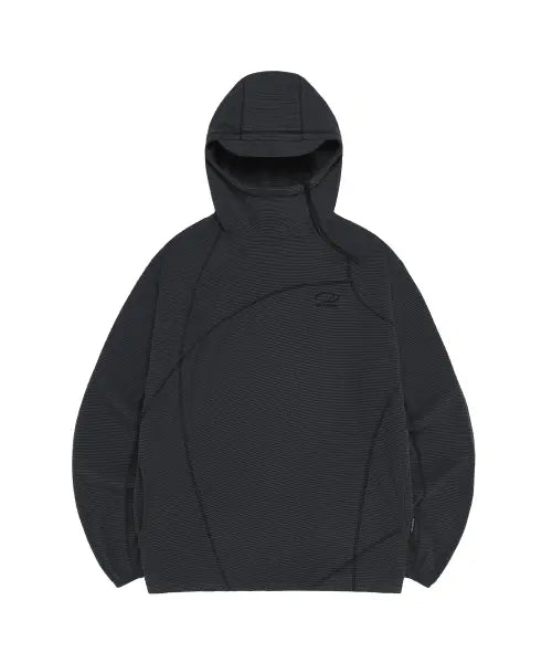 [ODDSTUDIO] Waffle Cover Stitch Hoodie T-Shirt - CHARCOAL / 와플 커버 스티치 후드 티셔츠 - CHARCOAL