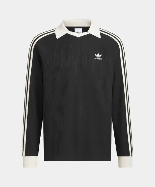 [ADIDAS] WAFFLE LS POLO BLACK / 와플 롱 슬리브 폴로 티 - 블랙 / KQ6866