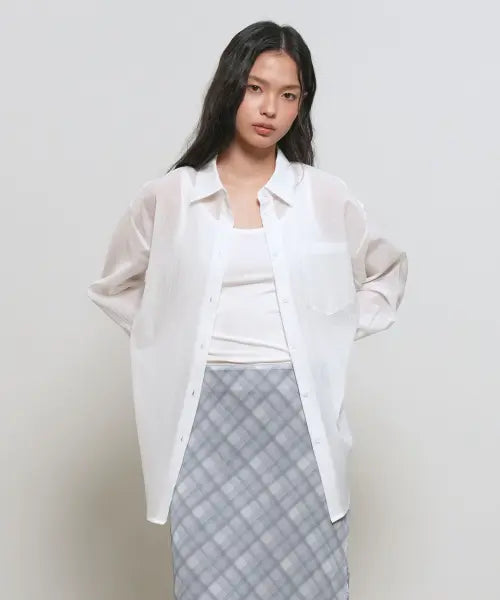 [GENERALIDEA] woman wrinkle sheer shirt [white] / 썸머 링클 시어 셔츠 [WHITE] / WBE2L03531