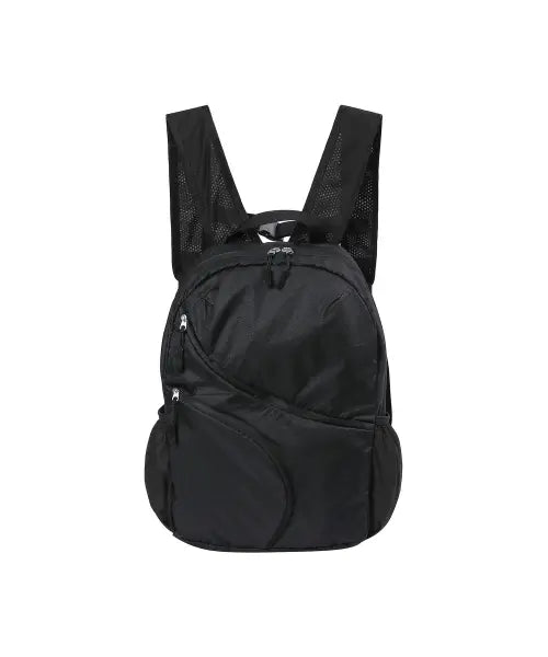 [HANAHI] Double diagonal zipper backpack BLACK