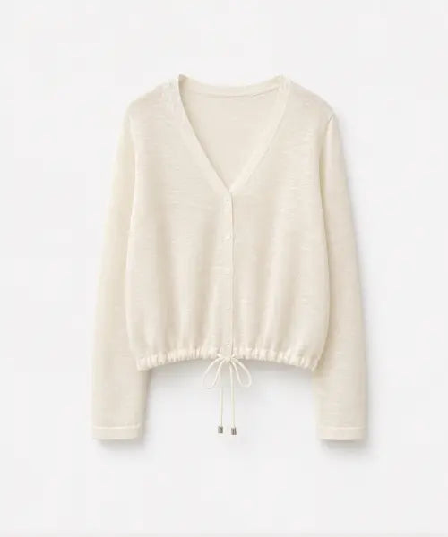 [CLACE] Waist String See-through V-neck Cardigan_Cream / 허리 스트링 시스루 브이넥 가디건_크림