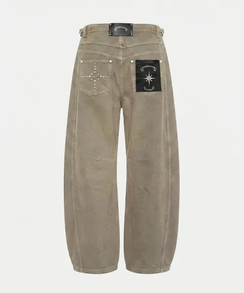 [BADBLOOD] Star-Studded Barrel Pants - Beige