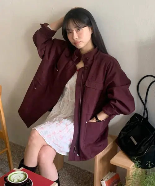 [TILL I DIE] Over-Fit utility jacket [TISP05JK10]_Wine