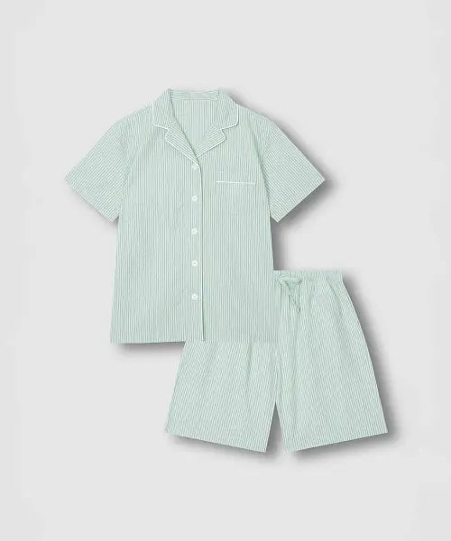 [JAJU] Yeo Eoseo Geo 5-Part Pajama Set_Dark Mint / 여 시어서커 5부 파자마 세트_다크 민트