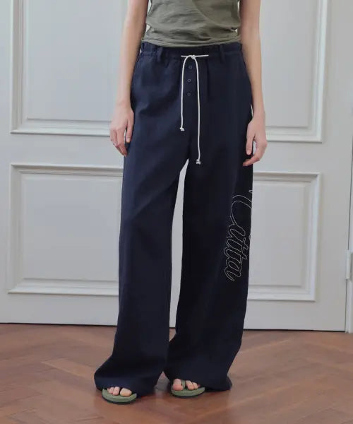 [CITTA] Signature Logo Linen Wide Pants_CTB574(4color)