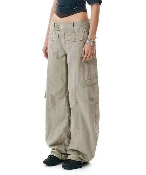 [SECONDMONO] Washed Low-Rise Cargo Pant [TAUPE]_SEWPT014TAUPE