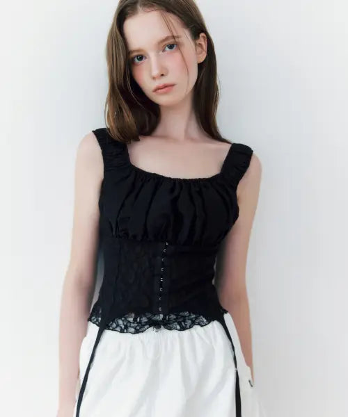 [MIXXO] Hook Shirring Sleeveless Blouse / 후크 셔링 나시 블라우스_MIWBNG916G