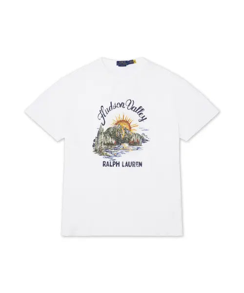 [POLO RALPH LAUREN] KNIT-T-SHIRT 16/1 JERSEY-WHITE / 클래식핏 저지 그래픽 티셔츠-화이트