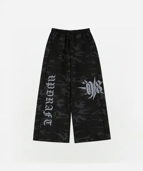 [UPDRAFT] Camo Print Wide Track Pants [Black]