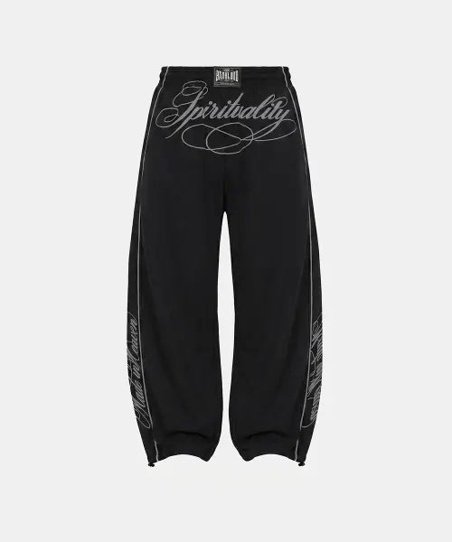 [BADBLOOD] 90’s Vintage Club Curved Joggers - Black / 90s 빈티지 클럽 커브드 조거 - 블랙