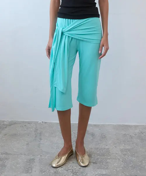 [PISCESS] Knotted Capri Pants_Emerald / 노티드 카프리 팬츠_에메랄드