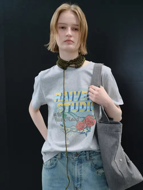 [RAIVE] Vintage Raive Mood Graphic T-shirts VW6ME430_2color