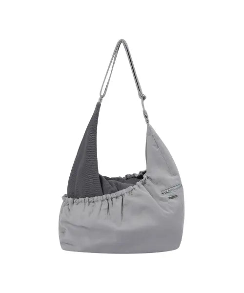 [MISEKI SEOUL] Ribbed layered cross bag CHARCOAL