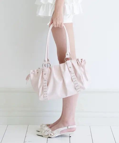 [ALKI ALKA] Studded Ruched Bag (Light Pink)