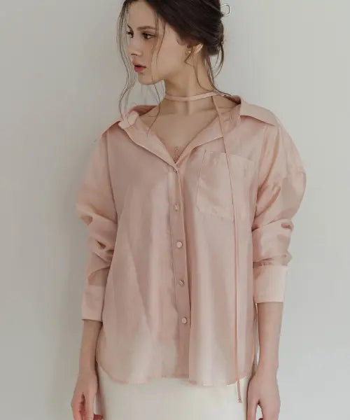 [LAUTREDE MIN] NEW Jadin Sheer Pink Shirts