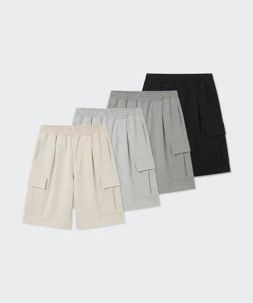 [MUSINSA STANDARD] One-Tuck Cargo Bermuda Sweatpants 2-Pack / 원 턱 카고 버뮤다 스웨트 팬츠 2팩