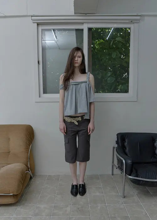[PHILCE] Low capri cargo pants, Charcoal