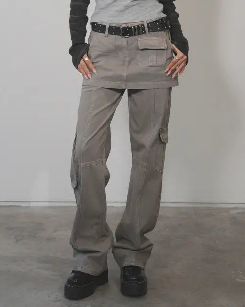 [YEORIN] Multi Pocket Layer Pants (Grey)