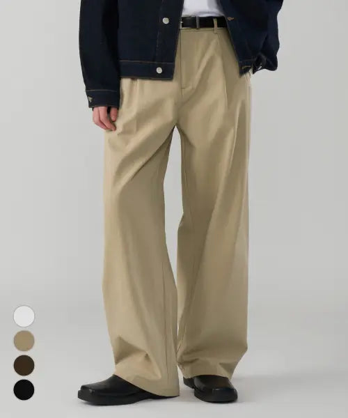 [UNTAPPED STUDIO] Two tuck wide chino cotton pants 4 colors / 투턱 와이드 치노 코튼 팬츠 4Color