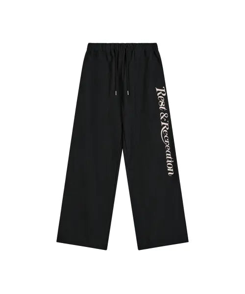 [REST\u0026RECREATION] WIDE NYLON PANTS - BLACK
