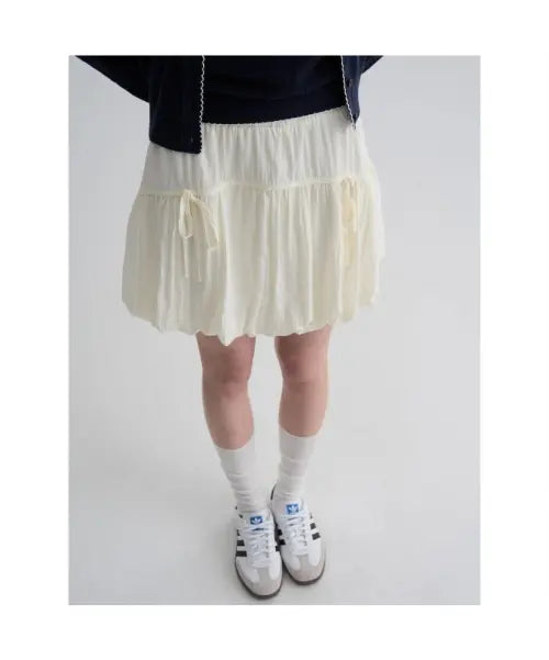 [8SECONDS] Ribbon Balloon Mini Skirt - Ivory / 리본 벌룬 미니 스커트  아이보리