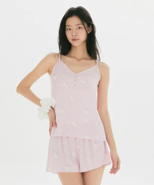 [SPAO] Hello Kitty Leopard Print Slip Pajamas (Pink) / [헬로키티] 레오파드 슬립 파자마(Pink)_SPPPG37U02