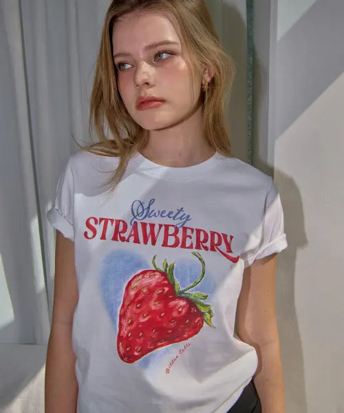 [BITTERCELLS] Ruby Berry Tee-Charcoal / 루비 베리 티-화이트