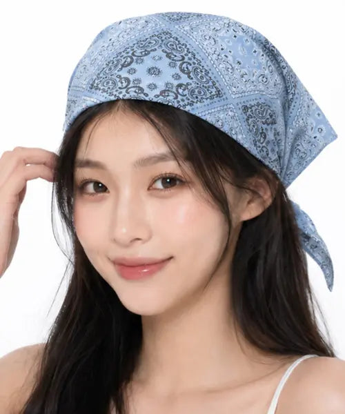 [KOLEAT] Rene Rere Paisley Bandana Headband [Sky Blue] / 자외선차단 반다나 르네르 페이즐리 헤어두건 [스카이블루]