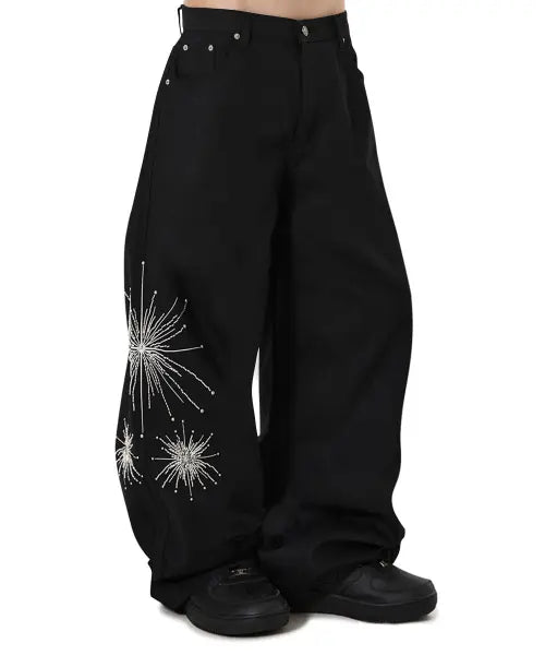 [OPENYARD(OY)] TWILIGHT BEAD WIDE VOLUME PANTS - BLACK