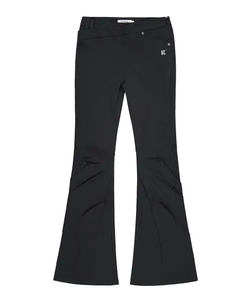 [ROCKCAKE] Wrap Waist Flare Pants - Black