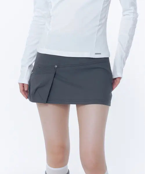 [MISEKI SEOUL] Stitch pocket mini skirt CHARCOAL