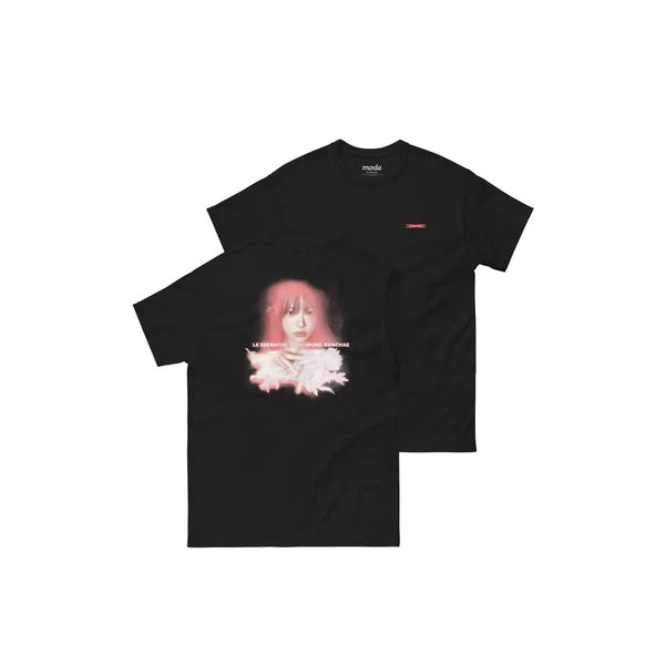 [LE SSERAFIM] [HONG EUNCHAE] Flower Portrait S/S Tee (Black)