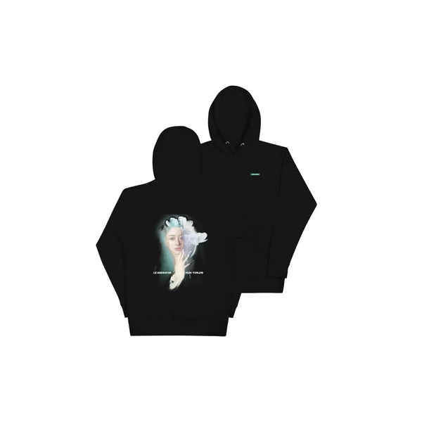 [LE SSERAFIM] [HUH YUNJIN] Flower Portrait Hoodie (Black)